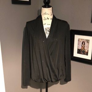 CBR long sleeve open front glitter top